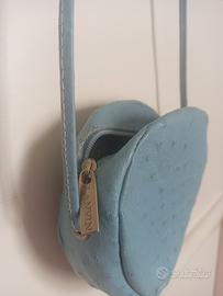 Tracolla tonda Lanvin celeste in pelle di struzzo 