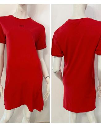 HUGO BOSS Abito maxi t-shirt rosso con logo