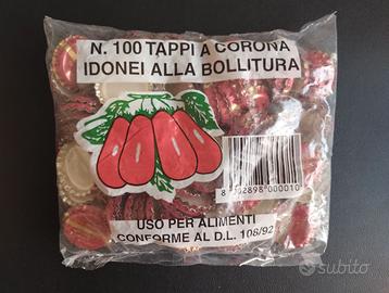 100 tappi a corona per salsa idonei alla bollitura