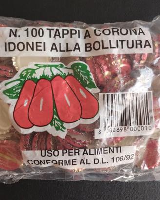 100 tappi a corona per salsa idonei alla bollitura