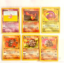 Lotto 6 Carte pokemon prima edizione set fossil