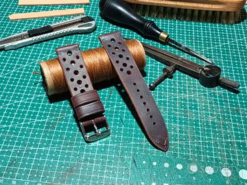 cinturino orologio 20mm, pelle ,realizzato a mano 