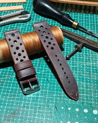 cinturino orologio 20mm, pelle ,realizzato a mano 