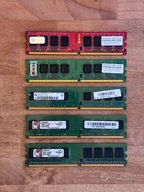 Lotto 5 Banchi RAM DDR2 Desktop Kingston S3+