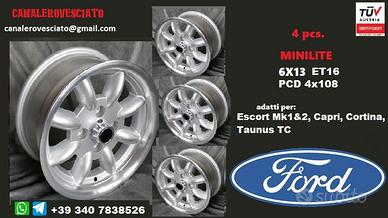 Cerchi minilite 6x 13 et16 4x108 silver ford
