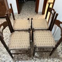 4 Sedie di Legno marroni rustiche