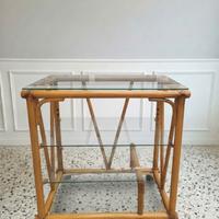 Carrello bar in bambù e vetro