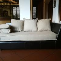 Divano pelle e tessuto
