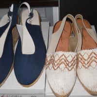 Sandali in tela con zeppa in corda