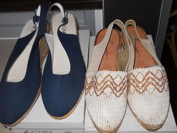 Sandali in tela con zeppa in corda