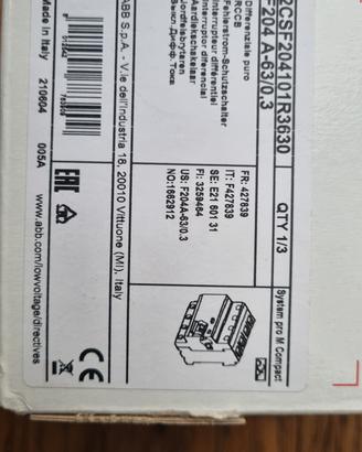 differenziale puro 4P, 63A, 300mA NUOVO