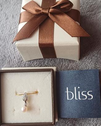 Ciondolo oro bianco 750,18kt, perla e diamanti 