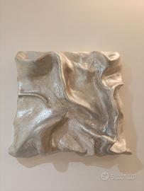 Quadro astratto 3D, grigio metallico, tecnica mist