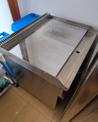 Fry Top piastra gas liscio + rigato cromato 