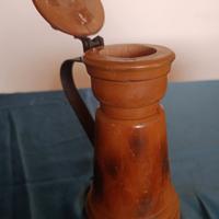 Contenitore vintage in legno con manico in ferro 