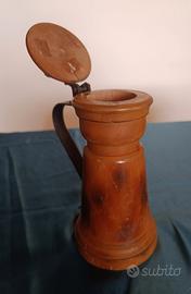 Contenitore vintage in legno con manico in ferro 