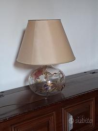 Lampada da tavolo vintage in vetro dipinto a mano