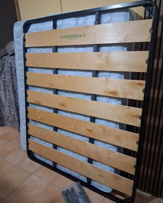letto in ferro battuto con rete e materasso 