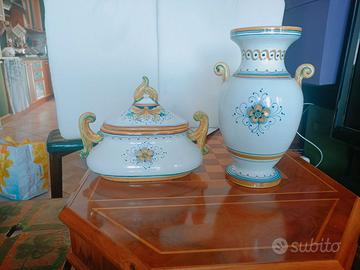 Vaso e biscottiera ceramica Deruta