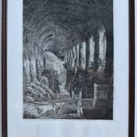Incisione "Villa di Mecenate a Tivoli" con cornice
