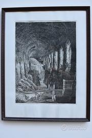 Incisione "Villa di Mecenate a Tivoli" con cornice