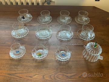 Set 12 Tazze Vetro Soffiato con Piattini