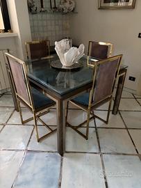 tavolo con piano in  cristallo + 4 sedie