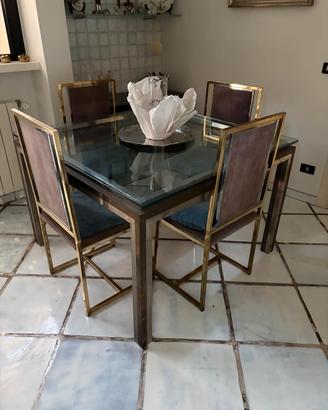 tavolo con piano in  cristallo + 4 sedie