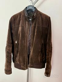 Giacca in pelle stile bomber da uomo tg 54