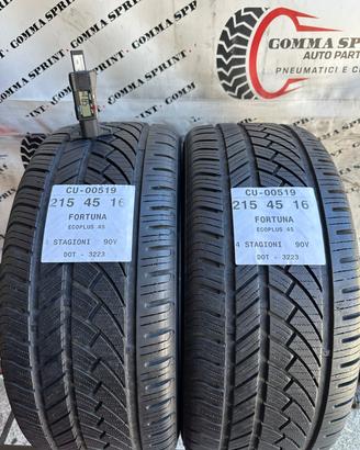 2 PNEUMATICI 215/45 R16 FORTUNA 4 STAGIONI