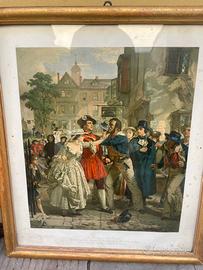 Grande antica stampa inglese entro cornice coeva