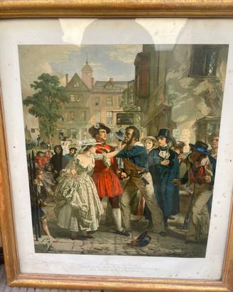 Grande antica stampa inglese entro cornice coeva