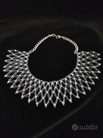 Collana Colletto Etnica Nera Tribale vintage