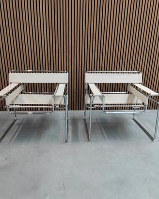 KNOLL 2  WASSILY B3 NUOVE in cuoio bianco