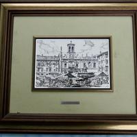 Quadro veduta di Udine su lamina d'argento