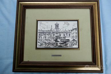 Quadro veduta di Udine su lamina d'argento