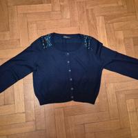 Cardigan corto blu navy con maniche corte