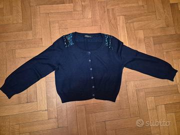 Cardigan corto blu navy con maniche corte