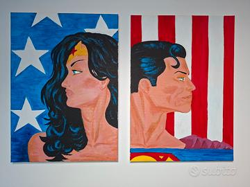 2 Quadri Uomo Donna Pop Art 
