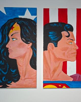 2 Quadri Uomo Donna Pop Art 