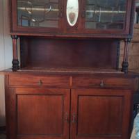 Credenza antica in legno massello con vetrina anni