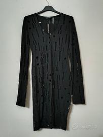 Mini abito nero traforato