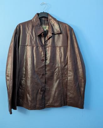Giacca in vera pelle marrone anni 60- Taglia M