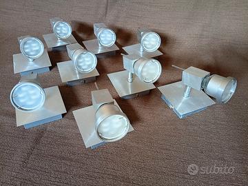 9 Faretti Orientabili In Alluminio Spazzolato (Mod