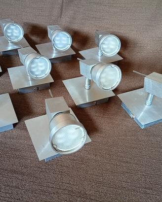 9 Faretti Orientabili In Alluminio Spazzolato (Mod
