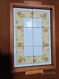 Vassoio in legno e ceramica mis 32X23 