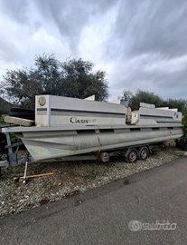 Imbarcazione Ponton boat con motore e carrello