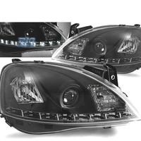 FARI PER OPEL CORSA C 00-06 LUCE DIURNA A LED NERI