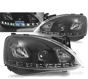 FARI PER OPEL CORSA C 00-06 LUCE DIURNA A LED NERI