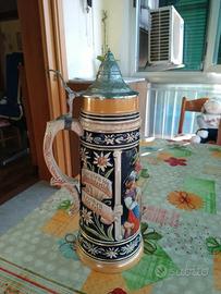 BOCCALE BIRRA TEDESCO IN CERAMICA COLORATA CON COP